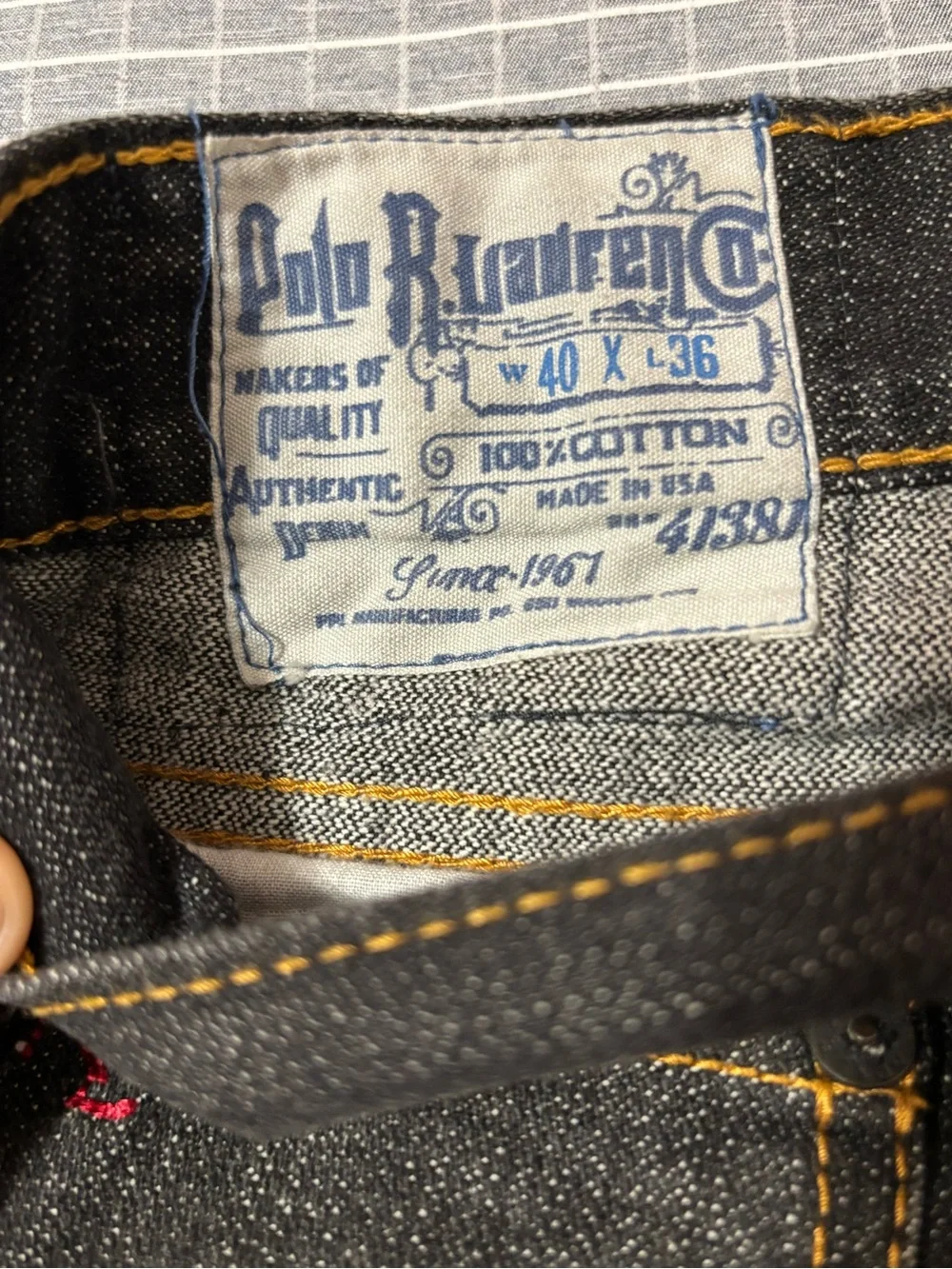 Vintage Polo by Ralph Lauren Men's Straight Black Jeans with Contrast Stitching